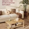 2-lags sofabord med opbevaring, sofabord til stuen, PVC-rattanhylde, Boho Style, Eg Beige - Billede 4