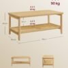 2-lags sofabord med opbevaring, sofabord til stuen, PVC-rattanhylde, Boho Style, Eg Beige - Billede 5