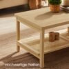 2-lags sofabord med opbevaring, sofabord til stuen, PVC-rattanhylde, Boho Style, Eg Beige - Billede 6