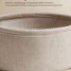 Rund opbevaringskurv i beige polyester med dobbelt lag.