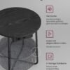 Rundt Sidebord med Ladestation, Sofabord, Usb-porte, Moderne Natbord, Ebony Black-slate Grey - Billede 6
