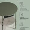 Rundt sidebord med USB-tilslutninger og ladestation i Forest Green-Cream White.