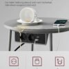 Rundt sidebord med ladestation og stofkurv, Rummeligt, Dove Grey og Slate Grey - Billede 4