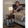 Sidebord Sengebord med stikkontakt Slim 2 AC-porte 2 USB-porte 30 X 34 X 58 cm, brun/sort - Billede 5