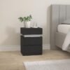 Sengebord med Led-belysning, Sidebord, Sengeskab, Sofabord, Sort med Trækorn - Billede 2