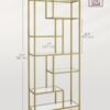 Bogreol, 6-lags Høj, Displayhylde, 30 X 80 X 180 Cm, Stue, Soveværelse, Køkken, Metallisk Guld - Billede 5