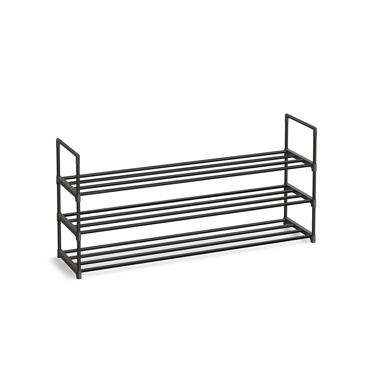 3-lags Skostativ, Skoopbevaringsorganer, Metalopbevaringsstativ, 116 X 30 X 55 Cm, Sort 1 skoopbevaringsorganer