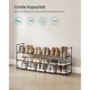 3-lags Skostativ, Skoopbevaringsorganer, Metalopbevaringsstativ, 116 X 30 X 55 Cm, Sort - Billede 3