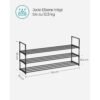 3-lags Skostativ, Skoopbevaringsorganer, Metalopbevaringsstativ, 116 X 30 X 55 Cm, Sort - Billede 6