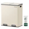 Dobbeltrum 2 X 30 L Skraldespand med 2 Skraldeposer, Metalfodpedaler, Creme - Billede 2
