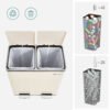 Dobbeltrum 2 X 30 L Skraldespand med 2 Skraldeposer, Metalfodpedaler, Creme - Billede 6