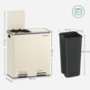 Dobbeltrum 2 X 30 L Skraldespand med 2 Skraldeposer, Metalfodpedaler, Creme - Billede 7