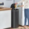 Bevægelsessensor køkkenspand 50l, automatisk skraldespand, åbent låg, stål, sort - Billede 2