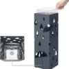 Metal Paraplystativ, Firkantet Paraplyholder med Drypbakke og 4 Kroge, 15,5 X 15,5 X 49 Cm, Antracitgrå - Billede 6