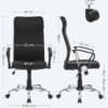 Kontorstol med polstret sæde, armlæn og hjul, ergonomisk design.