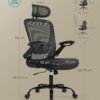 Kontorstol Ergonomisk Skrivebordsstol Drejestol med Mesh Polstret Lændestøtte - Blæk Sort - Billede 4