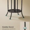 Fritstående tøjbøjle, tøjstativ med paraplyholder, 12 kroge, metal, 175 cm høj, blæk sort - Billede 4