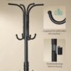 Fritstående tøjbøjle, tøjstativ med paraplyholder, 12 kroge, metal, 175 cm høj, blæk sort - Billede 5