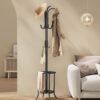 Fritstående tøjbøjle, tøjstativ med paraplyholder, 12 kroge, metal, 175 cm høj, blæk sort - Billede 7