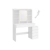 Led Belysning Toiletbord med Justerbar Lysstyrke Toiletbord med Spejl Kosmetisk Bord med Skuffer Åbne Rum Justerbare Hylder Moderne Sky Hvid Rdt624w01 - Billede 2