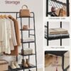 Tøjstativ med skohylde, 5-lags opbevaringsstativ, ibenholtssort og matsort - Billede 4