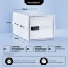 Hvid Lockabox One™ medicinskab med lås og dimensioner.