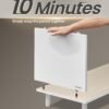 Værktøjsfri montering TV-bord for 60' TV, TV-skab til stue, riflet glas, Cloud White og Naturbeige - Billede 3