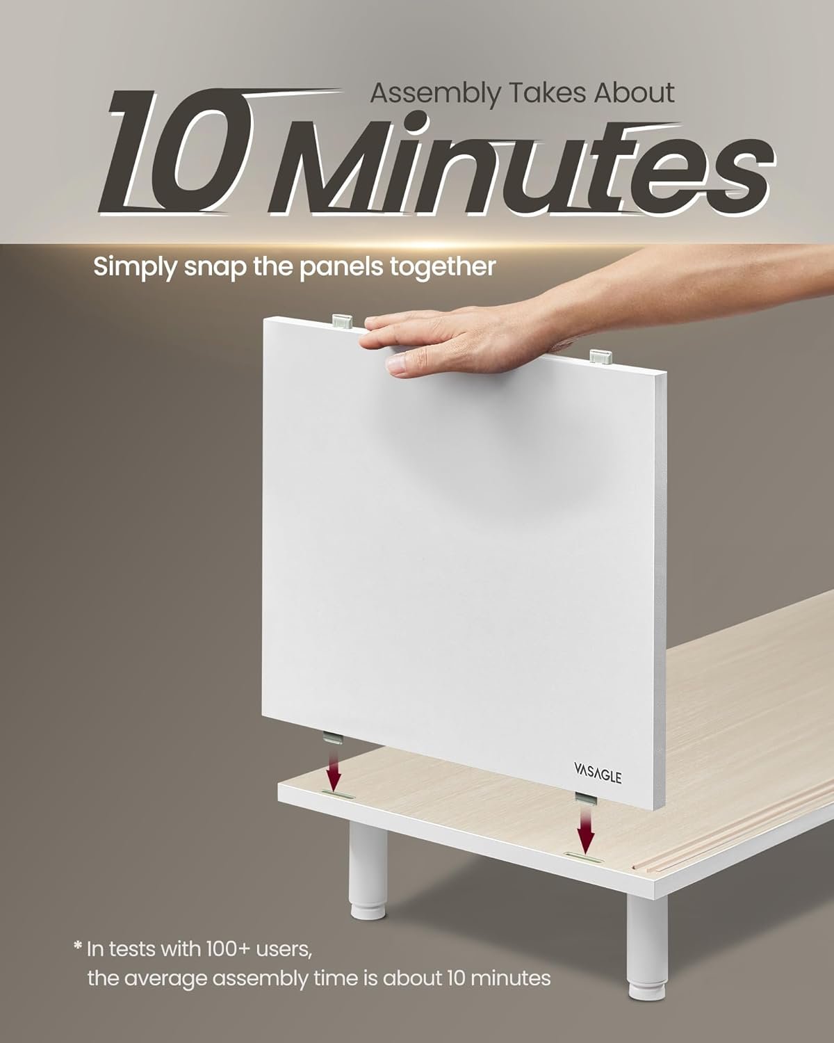 Værktøjsfri montering TV-bord for 60' TV, TV-skab til stue, riflet glas, Cloud White og Naturbeige 3 Værktøjsfri montering TV-bord for 60' TV, TV-skab til stue, riflet glas, Cloud White og Naturbeige - Billede 3