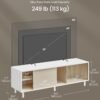 Værktøjsfri montering TV-bord for 60' TV, TV-skab til stue, riflet glas, Cloud White og Naturbeige - Billede 6