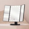 Nexxt Makeup-spejl med LED-lys – Foldbar & Forstørrelse 2x/3x - Sort - Billede 3