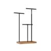 SONGMICS 2-in-1 Jewellery Display Stand Holder, Jewellery Rack Tree, 3 T-Shape Metal Bars with Holes, Storage Tray, Adjustable, Long Necklace Bracelet Earring Ring, Rustic Brown and Black JJS016B01