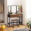 Industrial Bookcase, Floor Standing Bookcase, Large 4-Tier Storage Rack in Living Room Office Study, Simple Assembly, Stable Steel Frame, Greige and - Billede 3