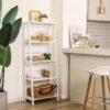 VASAGLE Ladder Shelf, 4-Tier Bookcase, Multifunctional Storage Shelf for Living Room, Wooden Stand for Sunroom, White LLS90WT - Billede 3