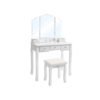 VASAGLE Vanity Set, Dressing Table Set with Large Frameless Mirror for Makeup, 5 Drawers and a Removable Storage Organiser, Cushioned Stool, White RDT25WT