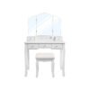 VASAGLE Vanity Set, Dressing Table Set with Large Frameless Mirror for Makeup, 5 Drawers and a Removable Storage Organiser, Cushioned Stool, White RDT25WT - Billede 2