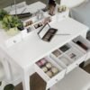 VASAGLE Vanity Set, Dressing Table Set with Large Frameless Mirror for Makeup, 5 Drawers and a Removable Storage Organiser, Cushioned Stool, White RDT25WT - Billede 4