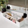 VASAGLE Vanity Set, Dressing Table Set with Large Frameless Mirror for Makeup, 5 Drawers and a Removable Storage Organiser, Cushioned Stool, White RDT25WT - Billede 5