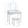 VASAGLE Vanity Set, Dressing Table Set with Large Frameless Mirror for Makeup, 5 Drawers and a Removable Storage Organiser, Cushioned Stool, White RDT25WT - Billede 6