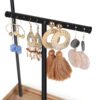 SONGMICS 2-in-1 Jewellery Display Stand Holder, Jewellery Rack Tree, 3 T-Shape Metal Bars with Holes, Storage Tray, Adjustable, Long Necklace Bracelet Earring Ring, Rustic Brown and Black JJS016B01 - Billede 6