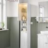 Højt og slankt let badeværelsesskab med justerbare hylder, moderne, Cloud White - Billede 2