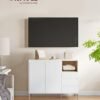 VASAGLE Sideboard, Storage Cabinet, with Doors and Height Adjustable Shelf, 3 Drawers, Open Compartment, Modern, 40 x 103.5 x 85 cm, for Living Room, Kitchen, Study, Cloud White BBK273W21 - Billede 2