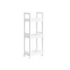 SONGMICS Small Shelf Storage Unit on Wheels, Bathroom Trolley, Slim Kitchen Shelf, 3-Tier Storage Caddy, Bamboo, Space-Saving, 20 x 30 x 80 cm, White BCB083W01
