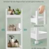 SONGMICS Small Shelf Storage Unit on Wheels, Bathroom Trolley, Slim Kitchen Shelf, 3-Tier Storage Caddy, Bamboo, Space-Saving, 20 x 30 x 80 cm, White BCB083W01 - Billede 5