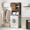 VASAGLE Over-the-Toilet Storage, Bathroom Oragniser Rack, for Washing Machine, with Small Cabinet, Steel Frame, Easy Assembly, Industrial, 64 x 24 x 171 cm, Rustic Brown and Black BTS003B01 - Billede 3