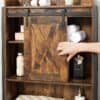VASAGLE Over-the-Toilet Storage, Bathroom Oragniser Rack, for Washing Machine, with Small Cabinet, Steel Frame, Easy Assembly, Industrial, 64 x 24 x 171 cm, Rustic Brown and Black BTS003B01 - Billede 4