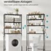 4-lags opbevaring over toilettet, metalopbevaringsstativ, justerbare hylder, sort - Billede 4