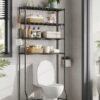 4-lags opbevaring over toilettet, metalopbevaringsstativ, justerbare hylder, sort - Billede 7