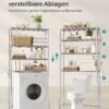 4-lags opbevaring over toilettet, metalopbevaringsstativ, justerbare hylder, badeværelsesopbevaring, sølvgrå - Billede 4