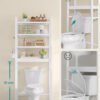 SONGMICS Over The Toilet Storage, 4-Tier Over Toilet Bathroom Organizer with Adjustable Shelf, Fit Most Toilets, Space-Saving, Easy Assembly, White BTS041W01 - Billede 7