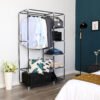 SONGMICS Portable Wardrobe, Foldable Closet, Clothes Storage Organiser with Hanging Rail, Shelves, Fabric Cover, for Bedroom, Cloakroom, 110 x 45 x 175 cm, Black LSF007 - Billede 4